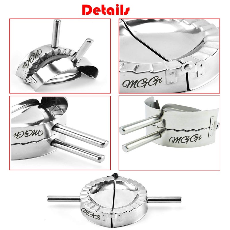 MGGi Stainless Steel Ravioli Mold Pierogi Dumpling Maker,X-Large Size 5" Goya Empanada Press Mold, Ravioli Mould Crimper,Wraper Dough Cutter - for Pie Ravioli Chinese Dumpling Pastry,With long handle - Image 5